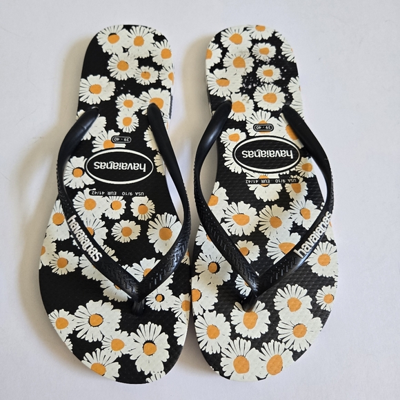 Havaianas Slim daisy flip flop sandal thongs womens size 8.5/9 or 39/40 - Picture 1 of 5